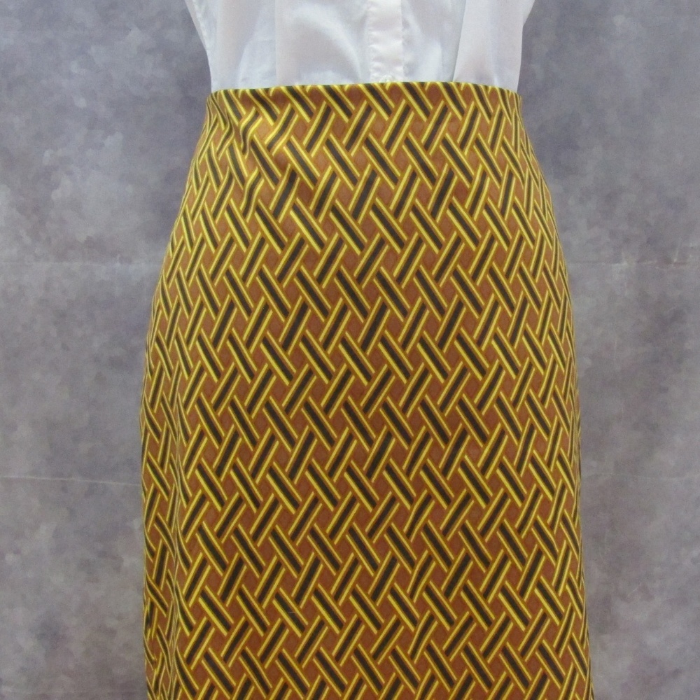 New York & Company Brown & Yellow Print Skirt 12 - Picture 2 of 5